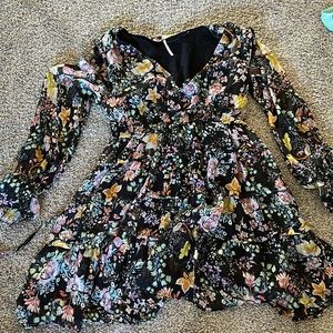 Free people vneck floral mini dress